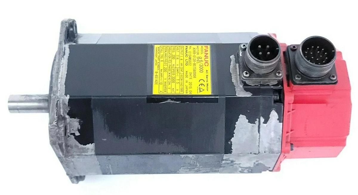 Used FANUC A06B-012B-B575#0008 AC SERVO MOTOR 3 PHASE 3000 RPM 7.5 AMP 114 VAC