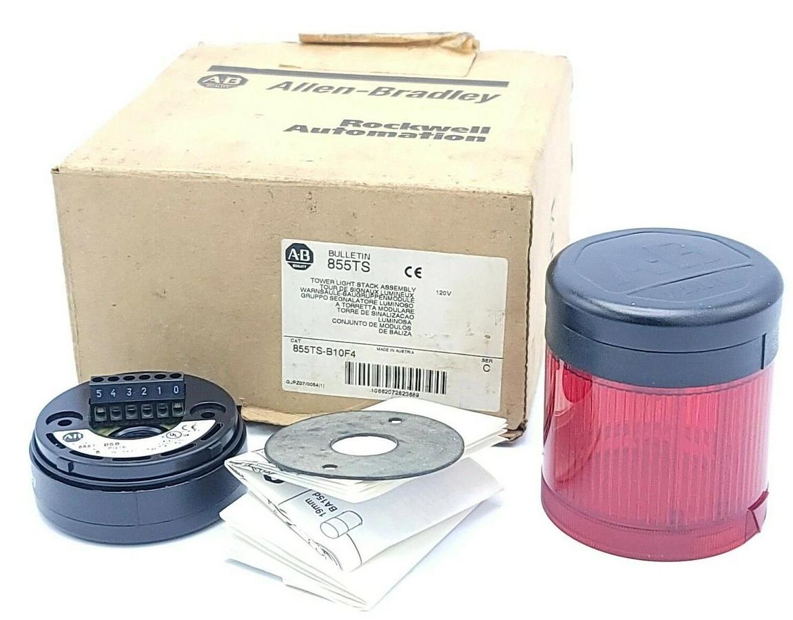 NIB ALLEN BRADLEY 855TS-B10F4 TOWER LIGHT STACK ASSEMBLY 120V SER. C