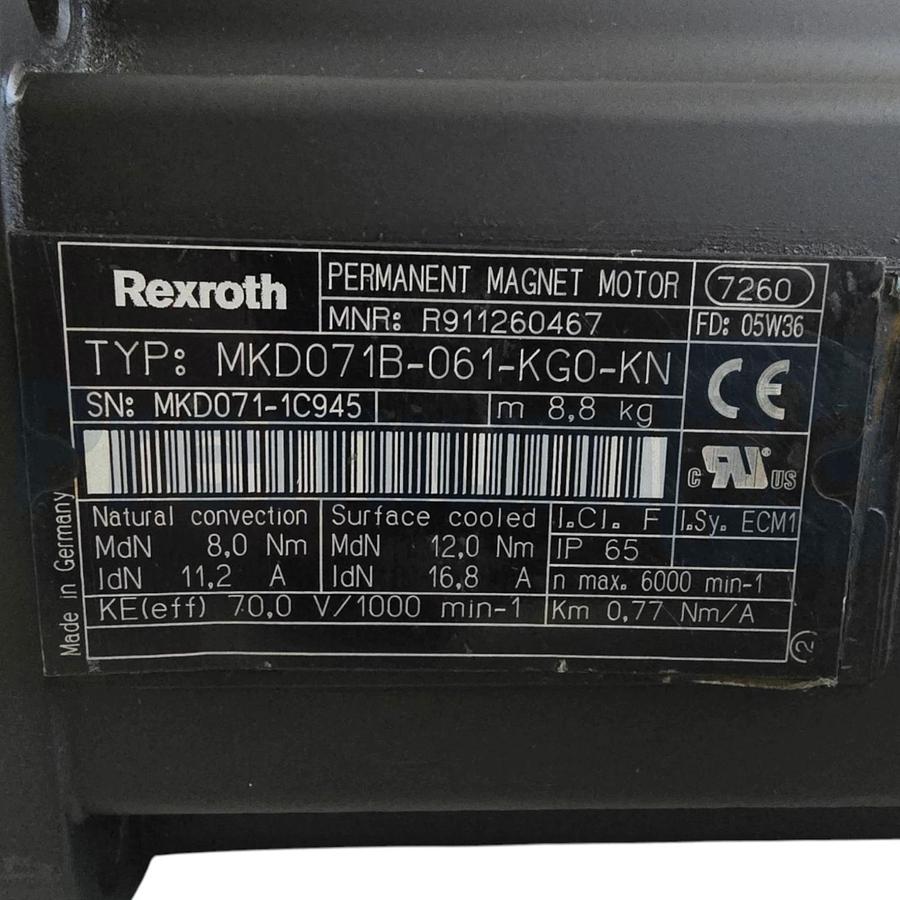 Refurbished Rexroth Indramat R911260467 | MKD071B-061-KG0-KN MKD AC Servo Motor Refurbished