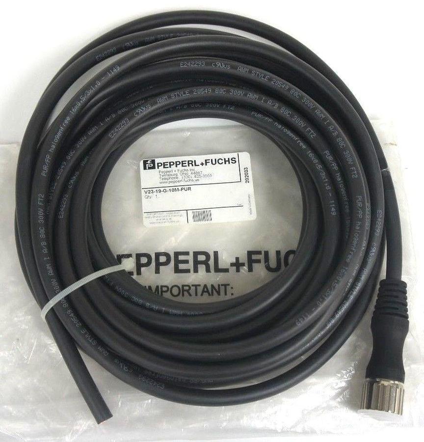 Used NEW PEPPERL+FUCHS V23-19-G-10M-PUR FEMALE CORDSET M23 19-PIN PUR CABLE 202033