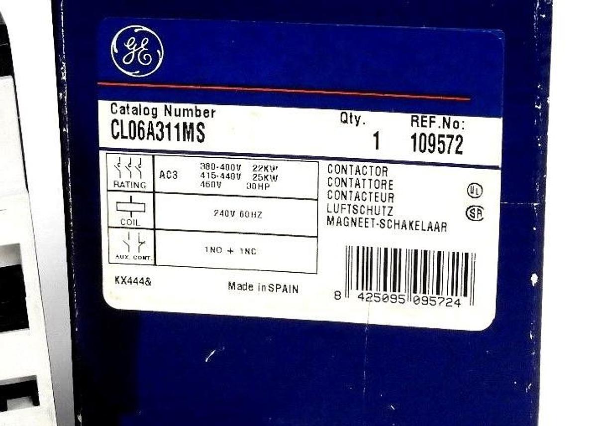 Used NIB GENERAL ELECTRIC CL06A311MS CONTACTOR 240V, 60HZ, 3 POLE