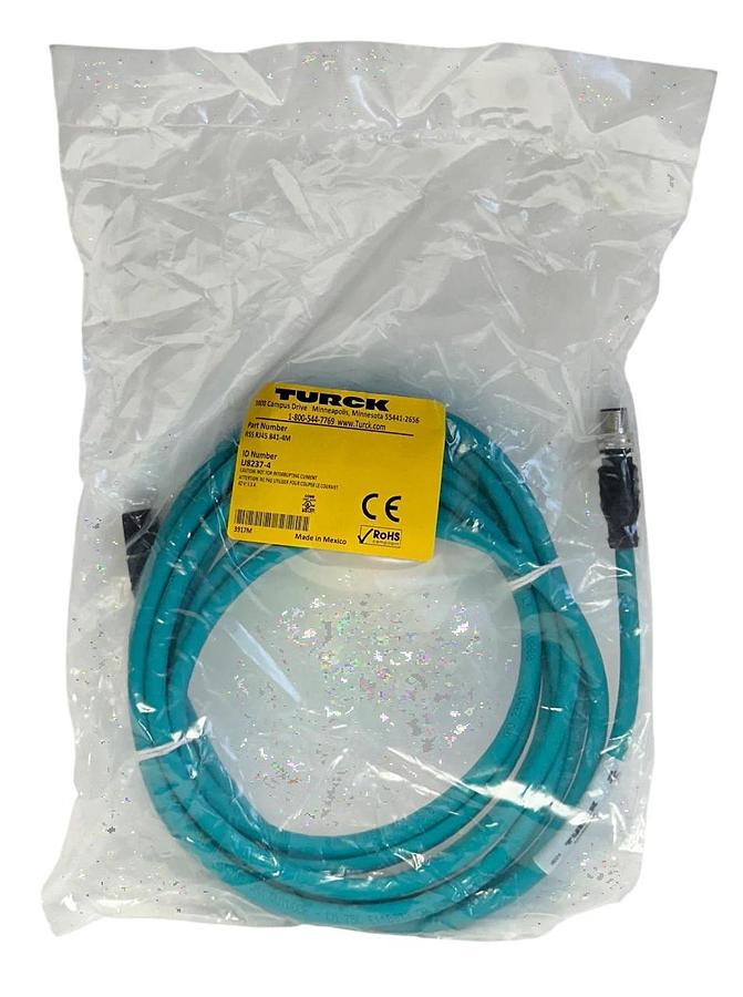 Used TURCK RSS RJ45 841-4M / U8237-4 INDUSTRIAL EtherNet EXTENSION CABLE 4M 48V NSFS