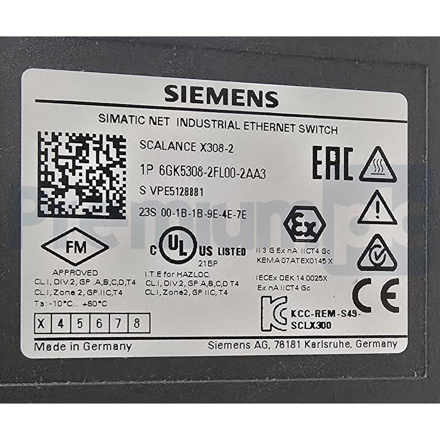 Siemens 6GK5308-2FL00-2AA3 SCALANCE X308-2 Managed IE Switch 10-Port 1GB MM NSMP