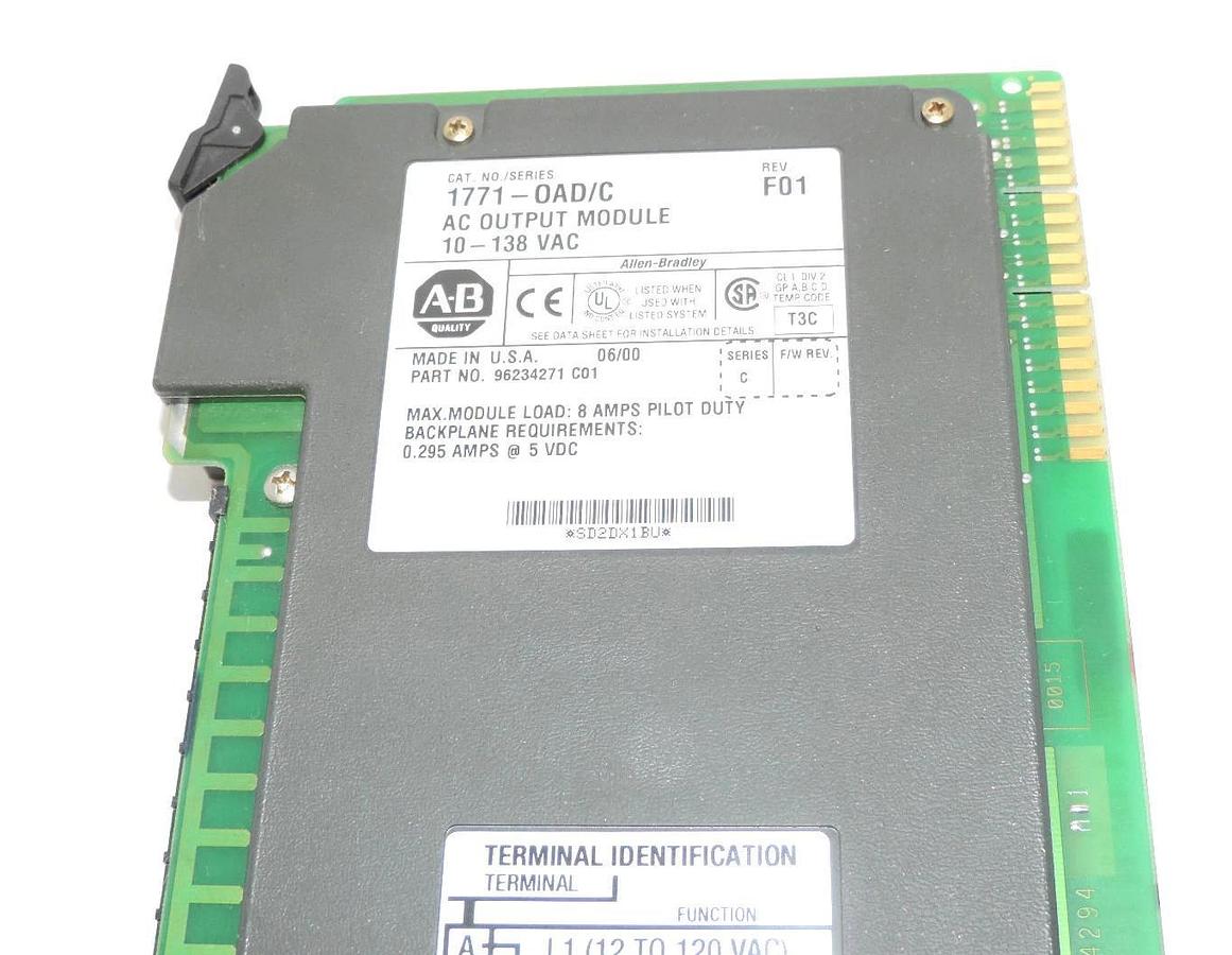 Used ALLEN BRADLEY 1771-OAD/C REV. F01 AC OUTPUT MODULE SER. C P/N: 96234271 C01