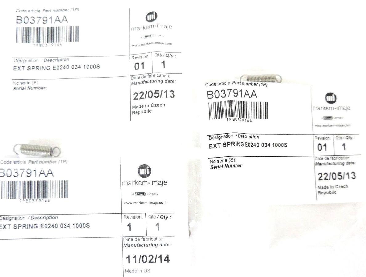 Used LOT OF 3 NEW MARKEM-IMAJE B03791AA EXT SPRINGS E0240 034 1000S