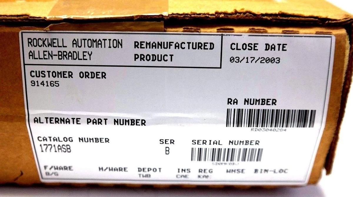 Refurbished REMANUFACTURED ALLEN BRADLEY 1771-ASB REMOTE I/O ADAPTER SER B 1771ASB/B F/W B/G
