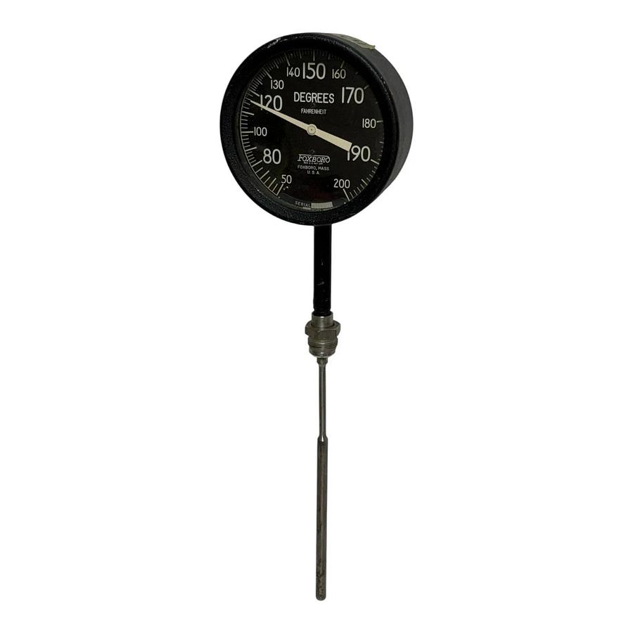 Used Foxboro Vintage Industrial Mechanical Dial Thermometer 50-200°F