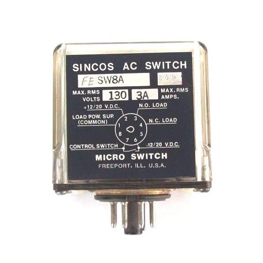 Used HONEYWELL MICRO SWITCH SW8A SINCOS AC SWITCH RELAY FE-SW8A 130V 3A