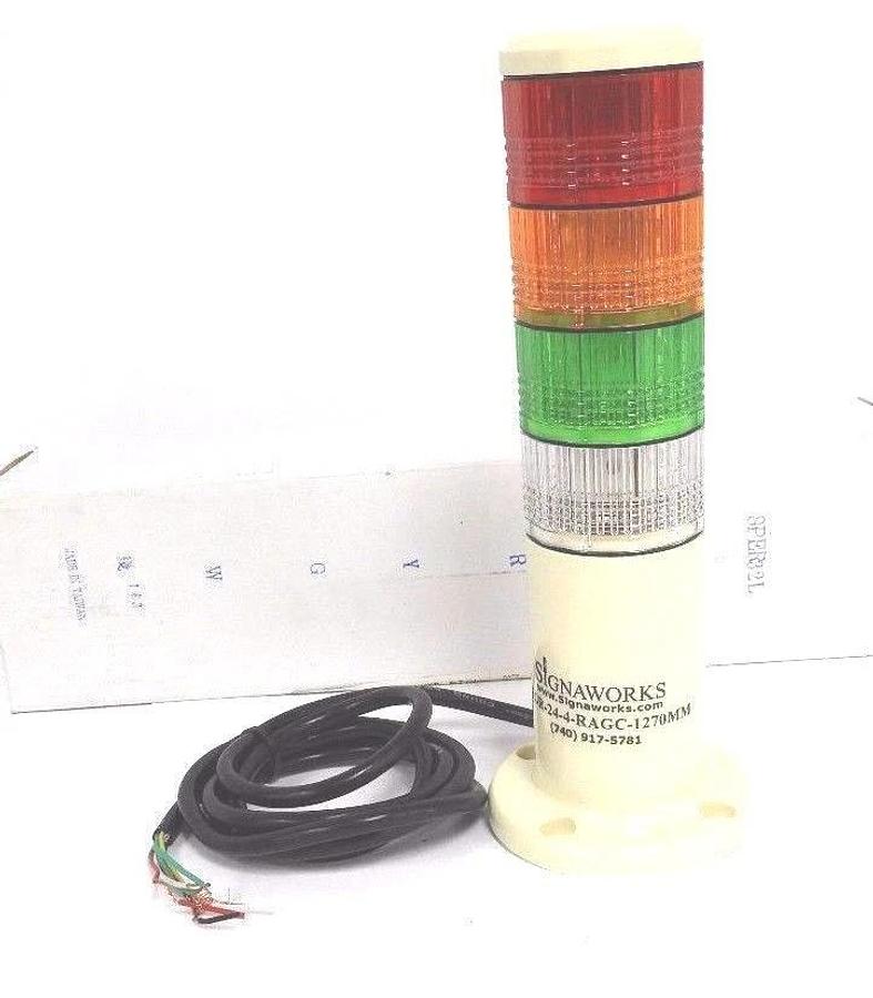 Used NIB SIGNAWORKS LEGR-24-4-RAGC-1270MM SIGNAL STACK LIGHT SPER-32L-24V-RYGW