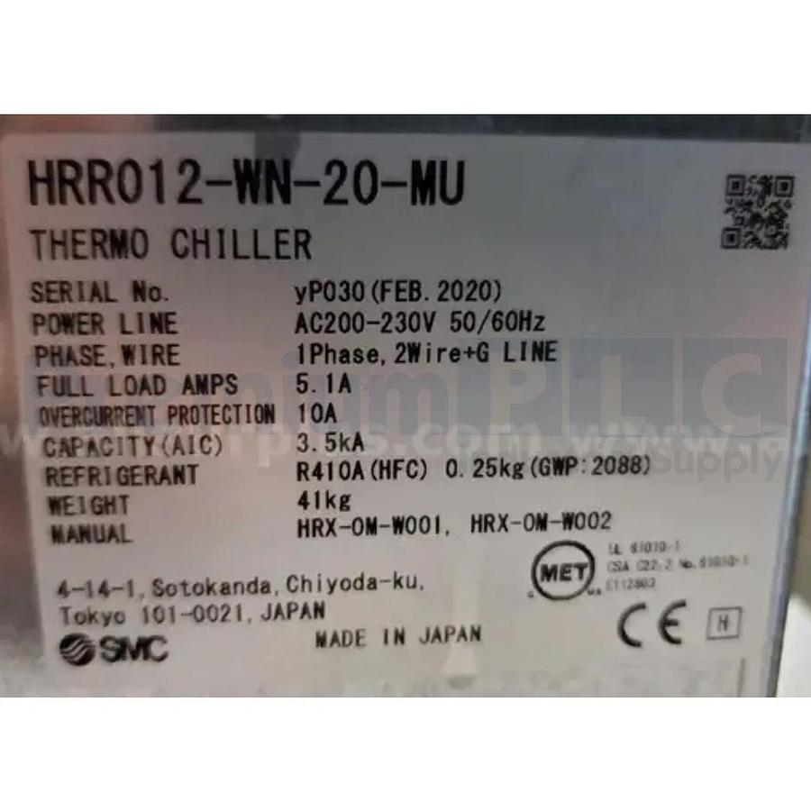 SMC HRR012-AN-20-MU HRR THERMO CHILLER, RACK MOUNT, AIR COOLED 200/230VAC NSMP