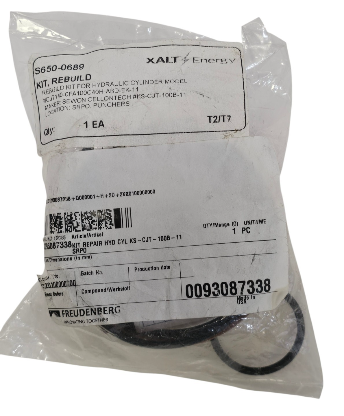 NEW FREUDENBERG 0093087338 REPAIR KIT HYD CYL KS-CJT-100B-11 SRPO