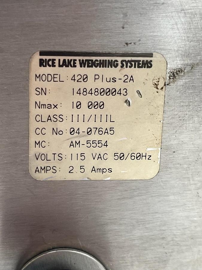 Used Rice Lake 420 Plus -2A Indicator 85124/01 & (2) RL20000I-25 S-Beam Load Cells