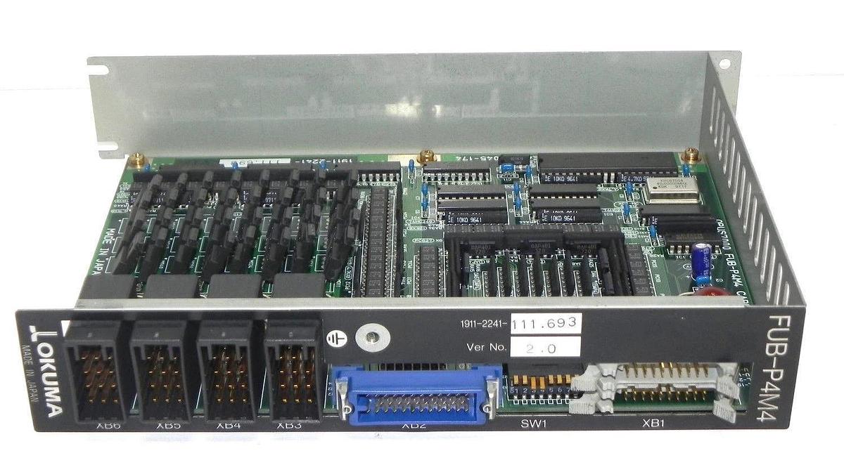 Used OKUMA E4809-045-174 PC BOARD W/MULTIPLE COMPONENTS FUB-P4M4, 1911-2241-111.693