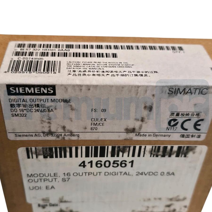 Used Siemens 6ES7322-1BH01-0AA0 SIMATIC S7-300 Digital Output SM 322 16 DO 24VDC NSFS