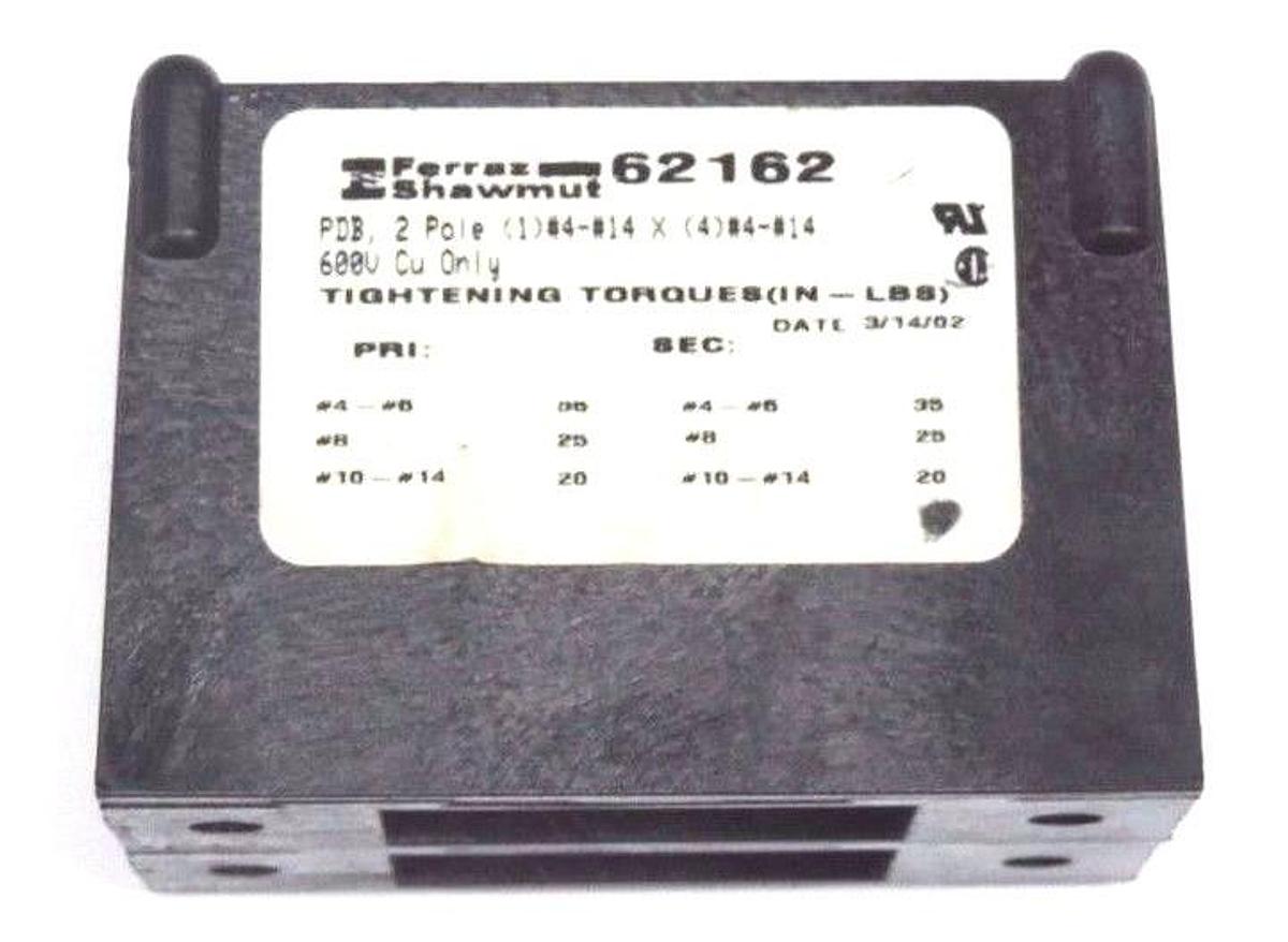 Used LOT OF 2 FERRAZ SHAWMUT 62162 POWER DISTRIBUTION BLOCKS 2POLE
