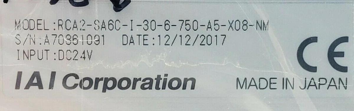 Used NEW IAI CORP. RCA2-SA6C-I-30-6-750-A5-X08-NM ROBO CYLINDER DC24V