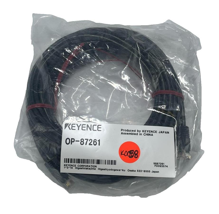 Used KEYENCE OP-87261 Industrial Ethernet Cable 2M M12 4-Pin D-Code to RJ45 IP67