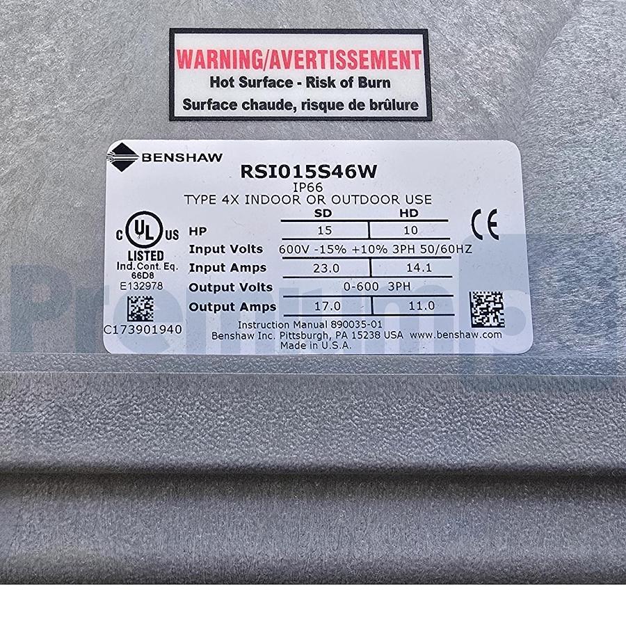 BENSHAW RSI-015-S4-6W | RSi015S46W RSi S4 Sensorless Vector VFD 15HP 600V NSMP
