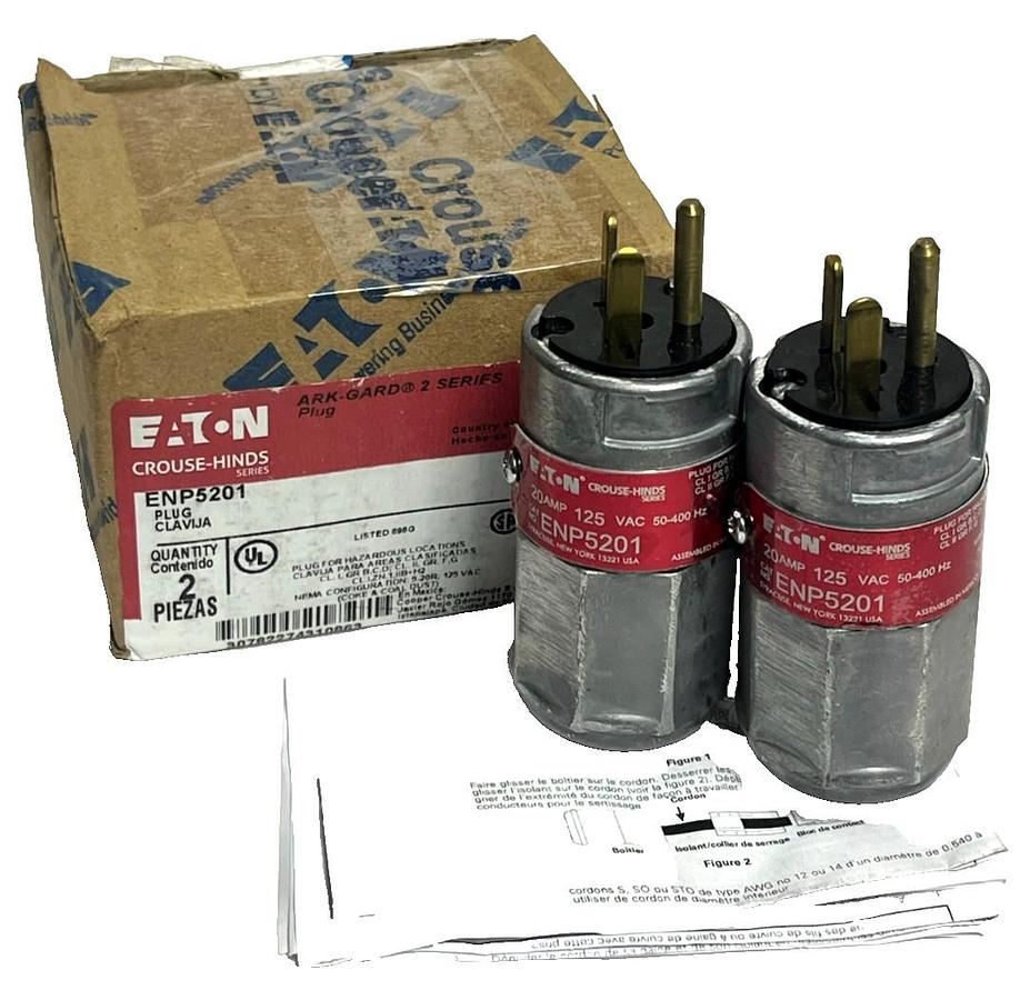 Box of 2 Eaton Crouse-Hinds ENP5201 Ark-Gard 2 Series Plugs | 20A 125V , NSMP
