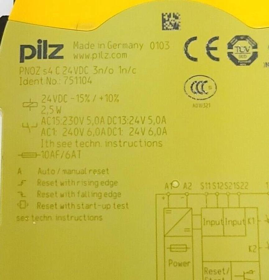 Used PILZ PNOZ S4 C 24VDC 3n/o 1n/c STANDALONE SAFETY RELAY 751104 PNOZS4C
