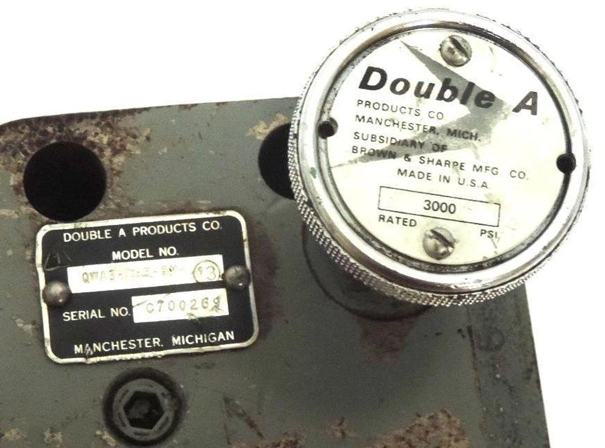 Used DOUBLE A PRODUCTS QWA3-165-3M-13 PRESSURE RELIEF VALVE QWA31653M13, 3000 PSI