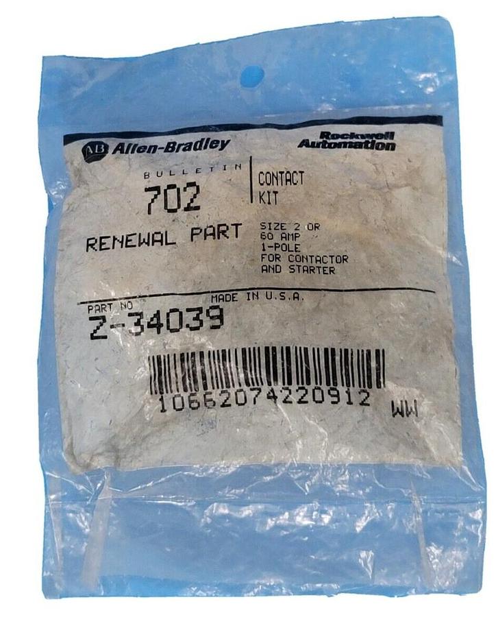 Used NEW ALLEN BRADLEY Z-34039 SIZE 2 CONTACT KIT Z34039 RENEWAL PARTS