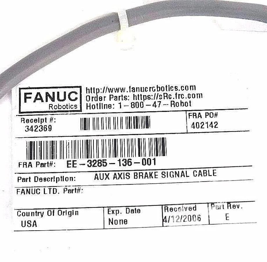 Used LOT OF 2 FANUC ROBOTICS EE-3285-136-001 AUX AXIS BRAKE SIGNAL CABLE EMPIR REV. E