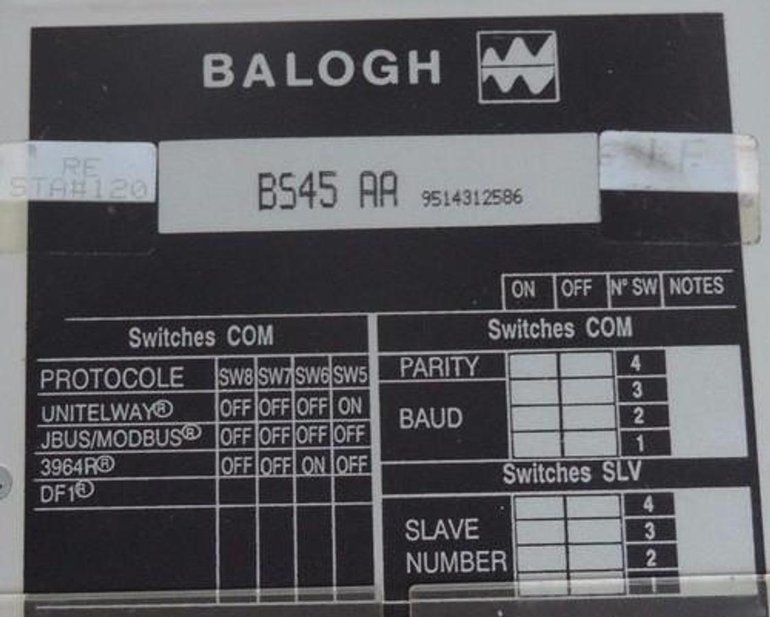 Used BALOGH BS45-AA SERIAL CONTROL MODULE 9514312586 BS45AA