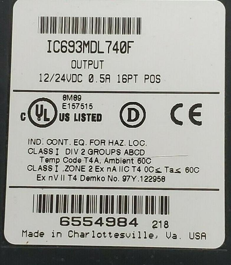 Used GE FANUC IC693MDL740F OUTPUT MODULE 12/24VDC 0.5A 16PT POS