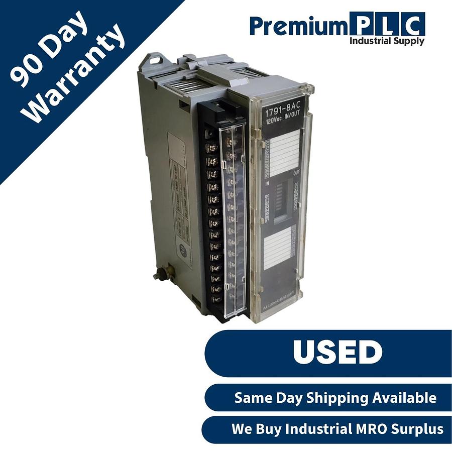 Used USED ALLEN BRADLEY 1791-8AC /A AC BLOCK I/O MODULE 8IN/8OUT 17918AC