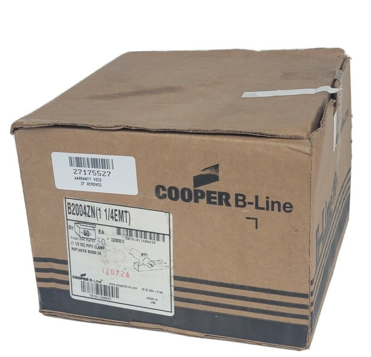 Used 30 NEW COOPER B-LINE B2004ZN 1 1/4'' EMP STRUT STRAP PIPE CLAMP FITTINGS
