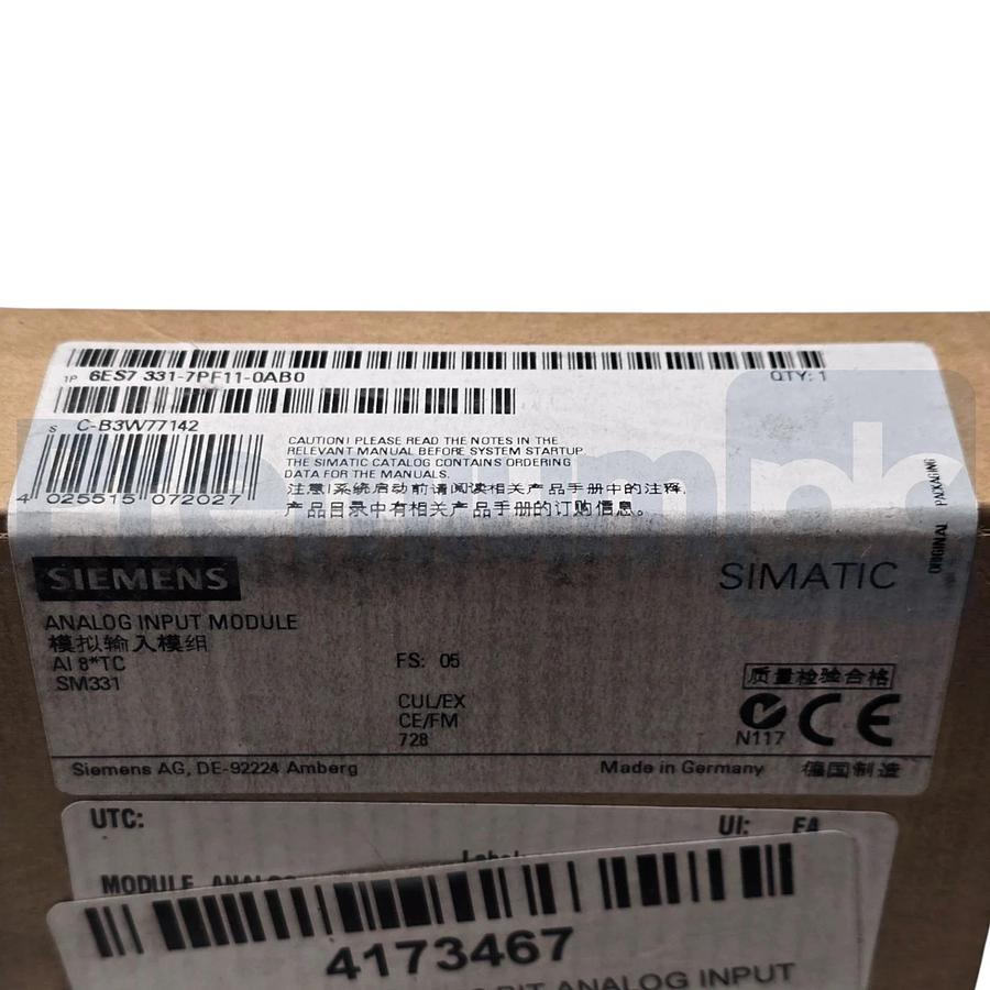 Used Siemens 6ES7331-7PF11-0AB0 SIMATIC S7-300 Analog Input SM331 8AI Thermocouples