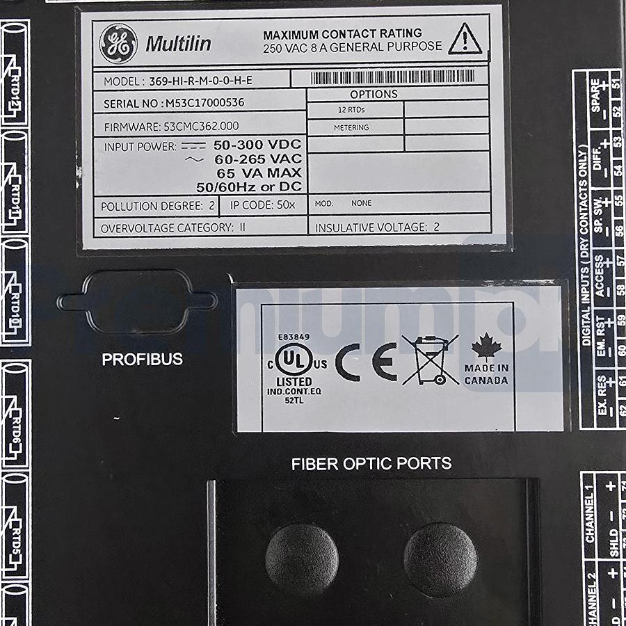 GE Multilin 369-HI-R-M-0-0-H-E Motor Protection Relay 12 RTDs Metering Profibus