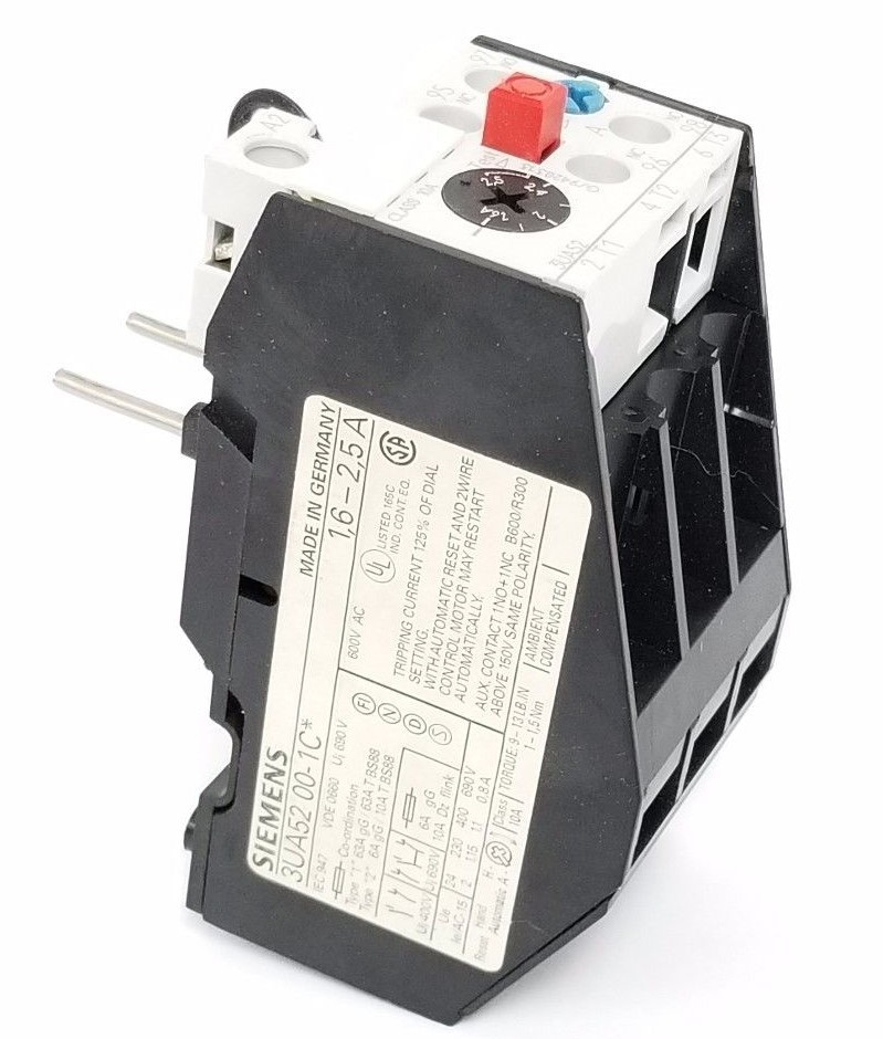 Used SIEMENS 3UA52-00-1C OVERLOAD RELAY 3UA52001C, 1.6-2.5A, 3UA52-00-1C*