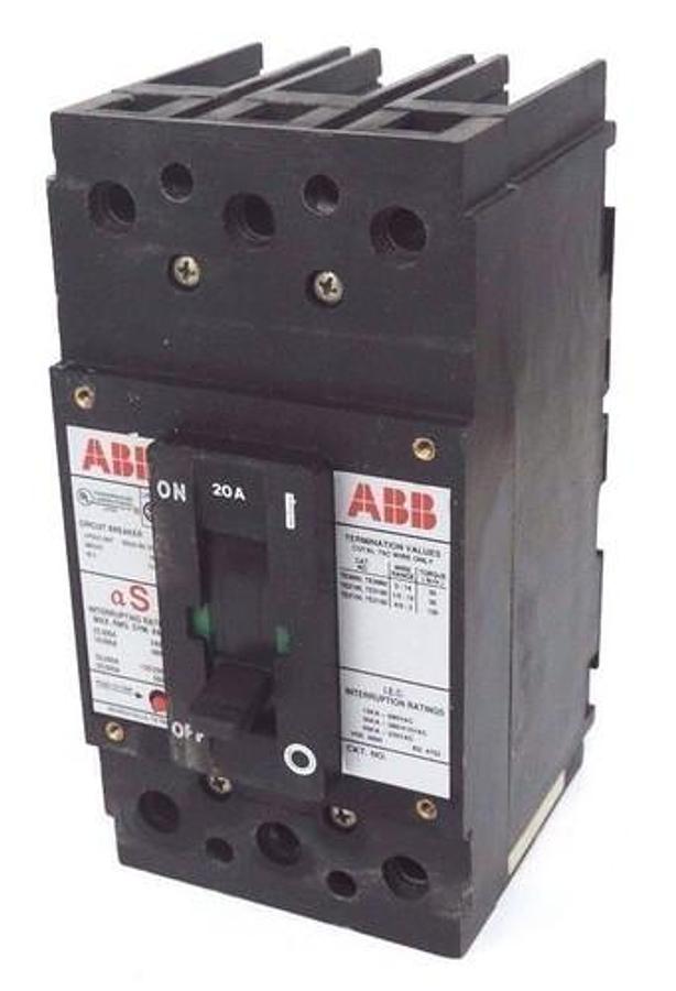 Used LOT OF 3 ABB UXAB-727131-R-103 CIRCUIT BREAKERS 20AMP 480VAC 500VDC TYPE ES