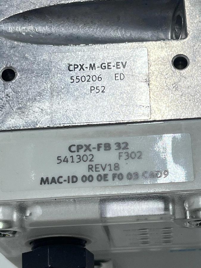 Used Festo CPX-FB32 Bus Node REV 18 (541302) with CPX-M-GE-EV Interlinking Block
