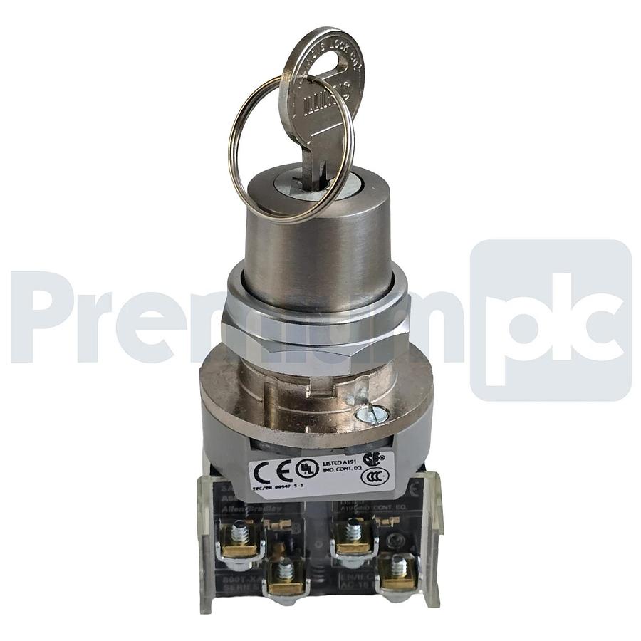 Allen-Bradley 800T-H3123B /T Selector Switch 30mm 2Pos Cylinder Lock 2 NO / 2 NC