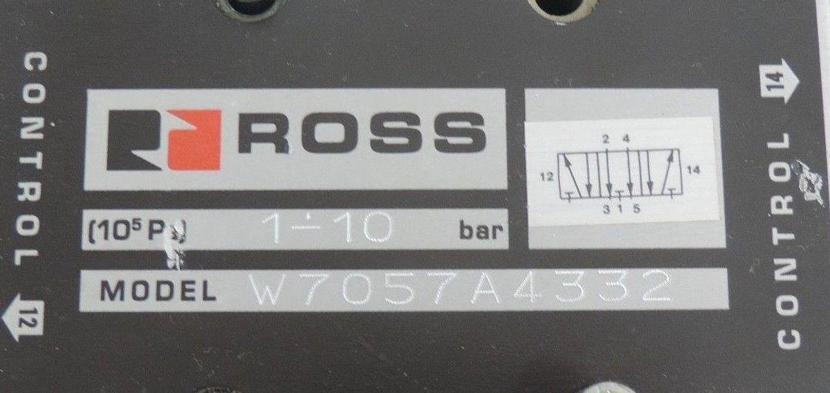 Used ROSS CONTROLS W7057-A-4332 PNEUMATIC CONTROL VALVE WITH GASKET W7057A4332
