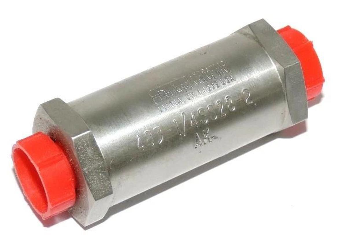 Used NEW PARKER HYDRAULIC VALVE DIV. 483-1/4SS28-2 FREE FLOW CHECK VALVE 48314SS282