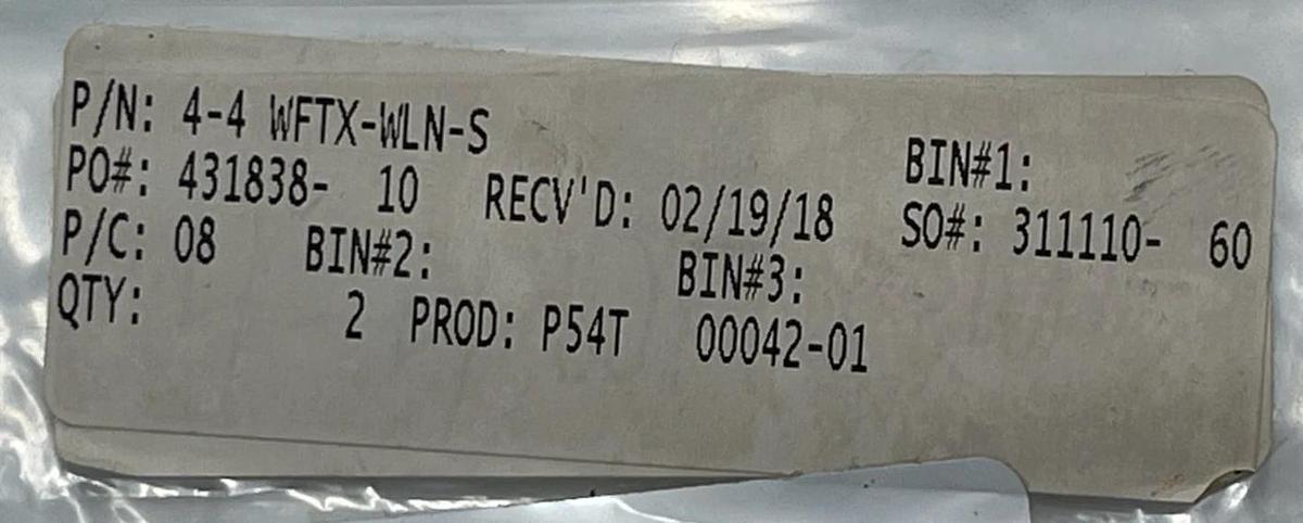LOT OF 4 Parker 4-4 WFTX-WLN-S Triple-Lok Fittings | 1/4" JIC x 1/4" NPT Male