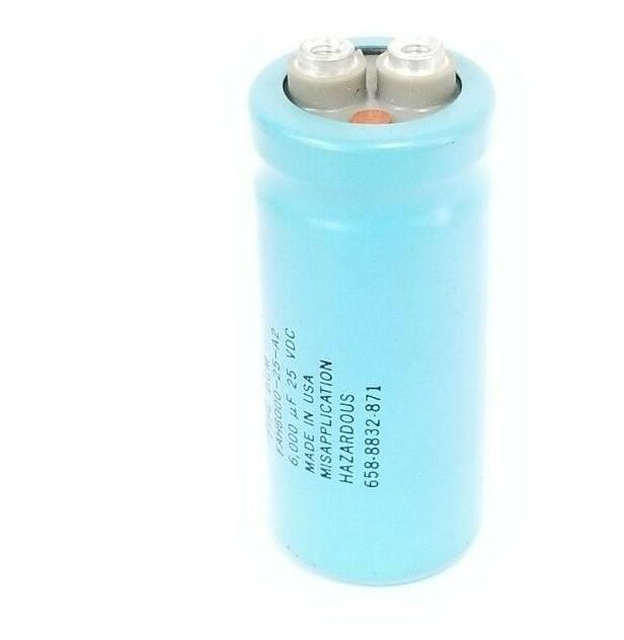 Used CDE FAH6000-25-A2 TYPE DCM CAPACITOR 6000uf, 25VDC, 658-8832-871, FAH600025A2