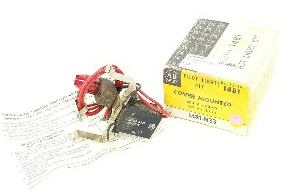 Used NIB ALLEN BRADLEY 1481-N33 COVER MOUNTED PILOT LIGHT KIT 600V-60CY