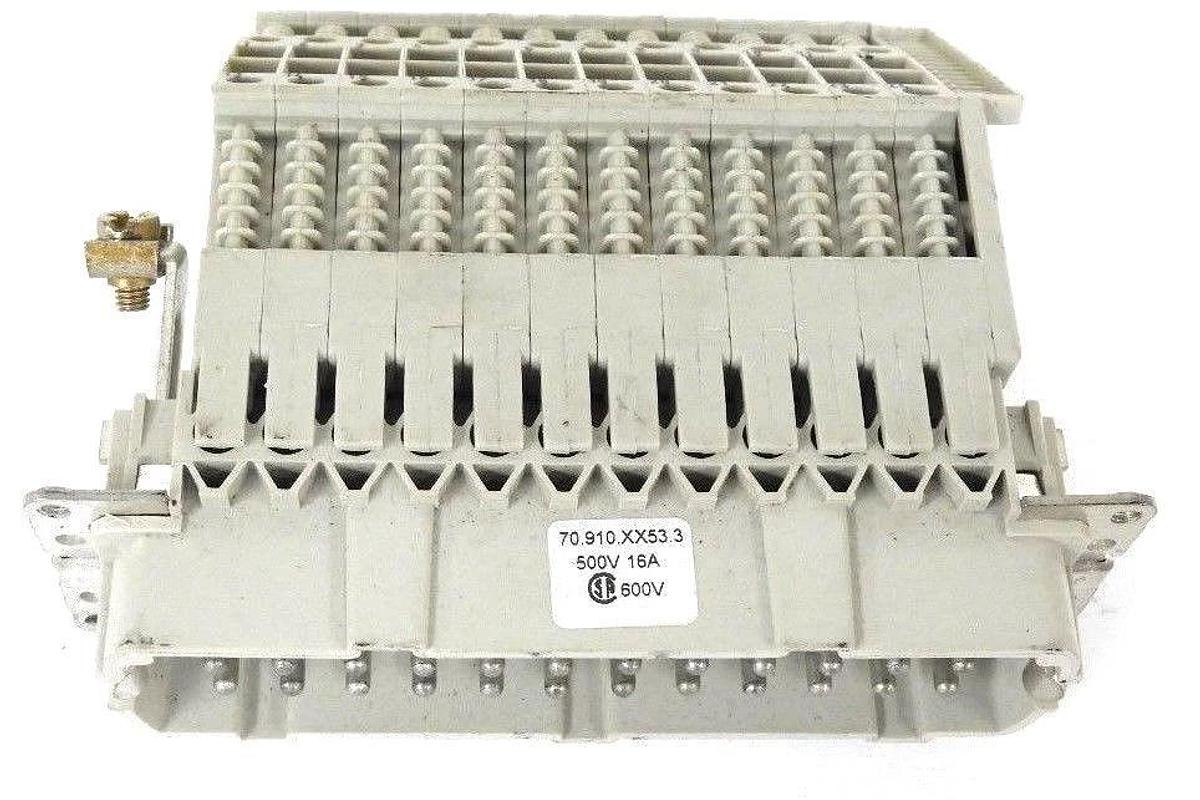Used WIELAND 70.910.XX53.3 CONNECTOR 70910XX533, 24-PIN, 500V 16A, 600V