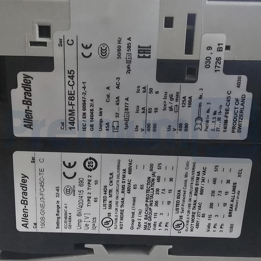 Allen-Bradley 190S-GNEJ3-FC45C-TE /C Compact Combo Starter 32-45A 24V Coil NSMP