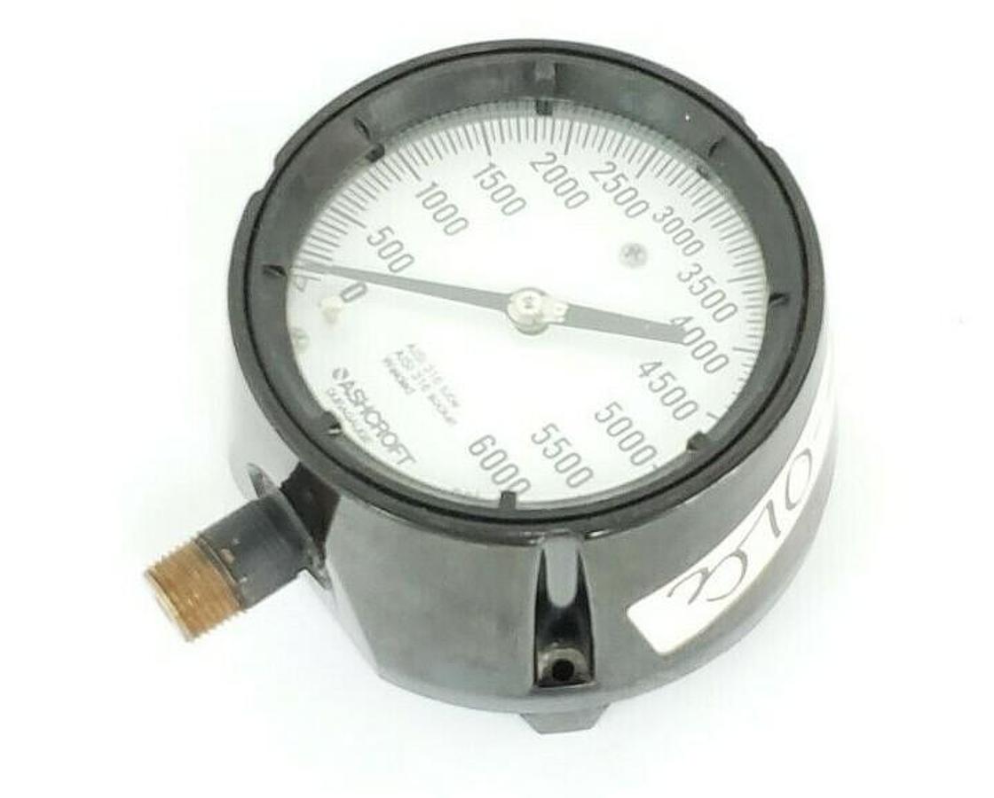 Used ASHCROFT 0-6000PSI PRESSURE GAUGE 238A679-01 REV. A