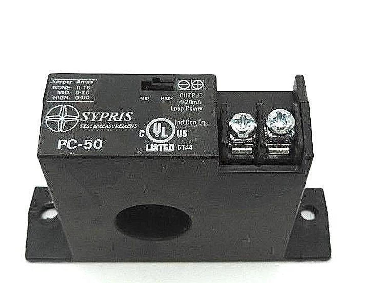 Used SYPRIS PC-50 CURRENT SENSOR PC50, 4-20mA, 0-50 AMP