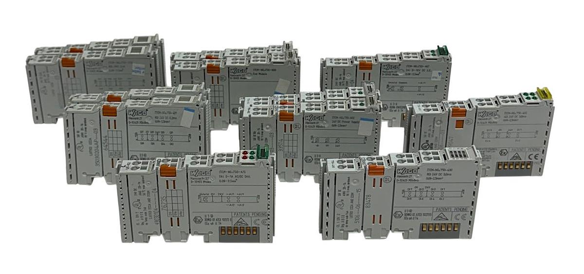 Used 12 WAGO I/O SYSTEM MODULES 750-467 / 750-600 / 750-602 / 750-475 / 750-530 USNP