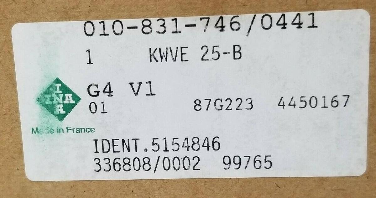 Used NIB INA KWVE25B-G4-V1 LINEAR BEARING GUIDE W/ MKVD25-B DUMMY GUIDEWAY
