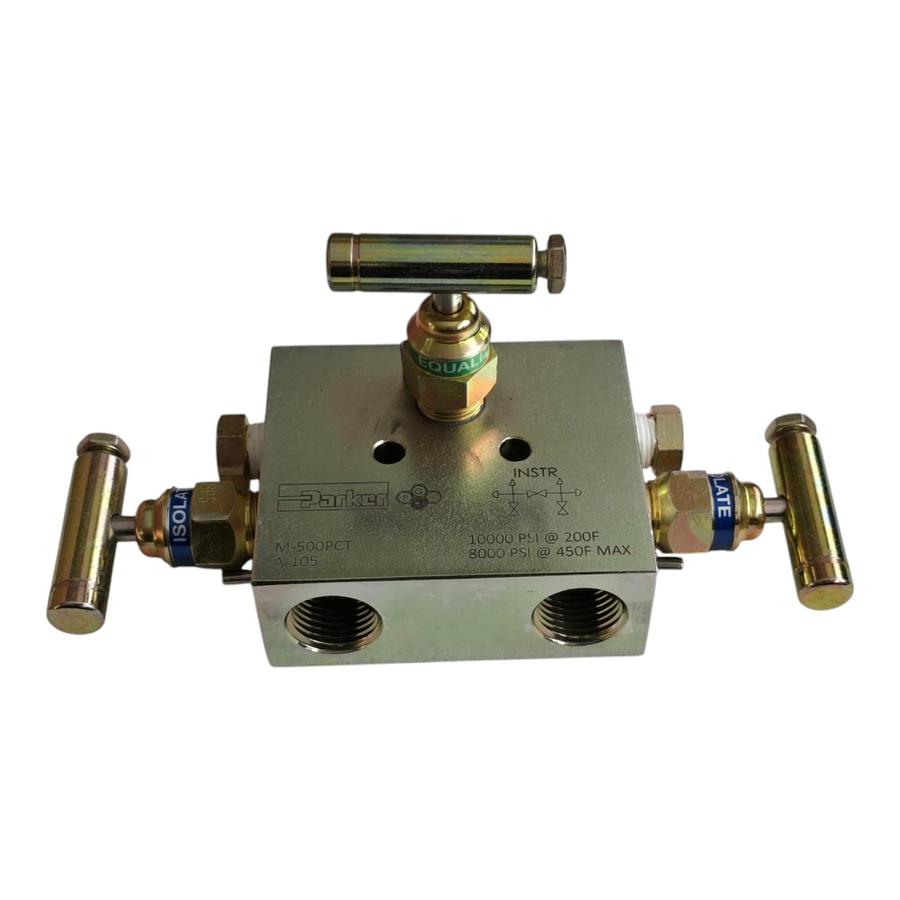 Used Parker M-500PCT 3-Valve Manifold 10000PSI NSMP Carbide Ball Hard Seat NSMP