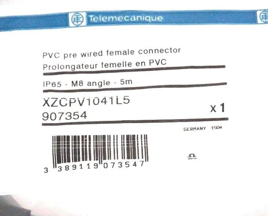 NEW TELEMECANIQUE XZCPV1041L5 PVC PRE WIRED FEMALE CONNECTOR, 907354